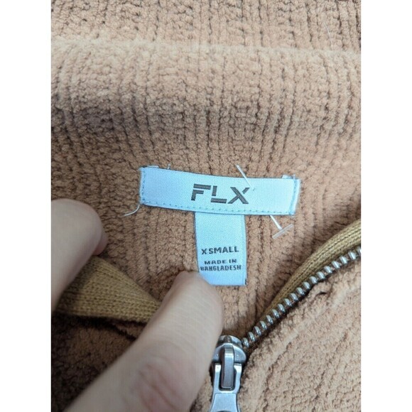 FLX Sweater Womens Extra‎ Small Tan Mature Cardigan Neutral Ribbed Casual Soft - Picture 8 of 12